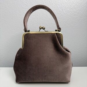 Anthropologie Taupe Velvet Clutch